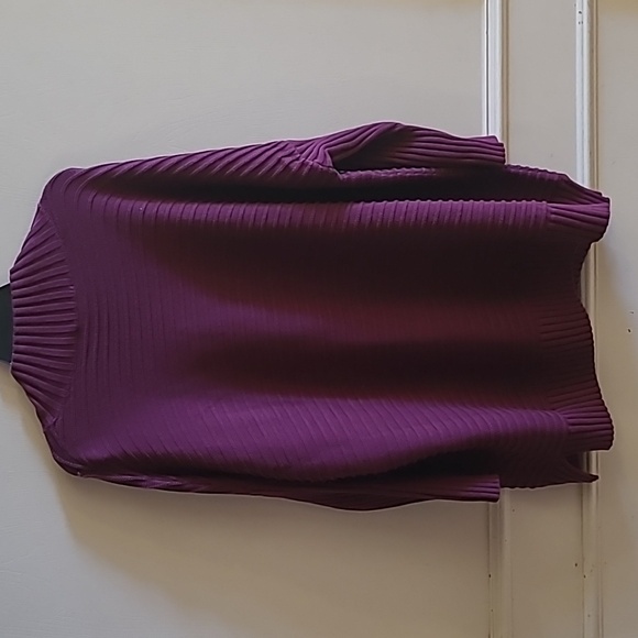 French Connection Mozart Ribbed High Neck Sweater Purple Women's Large NWOT - Picture 2 of 5